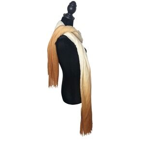 Amicale Pure Cashmere Ombre Scarf Wrap Dip Dye Fringed Edge Lightweight Soft